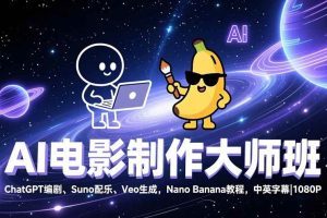 (17011期)AI电影制作大师班:ChatGPT编剧、Suno配乐、Veo生成,Nano Banana教程,中英字幕|1080P